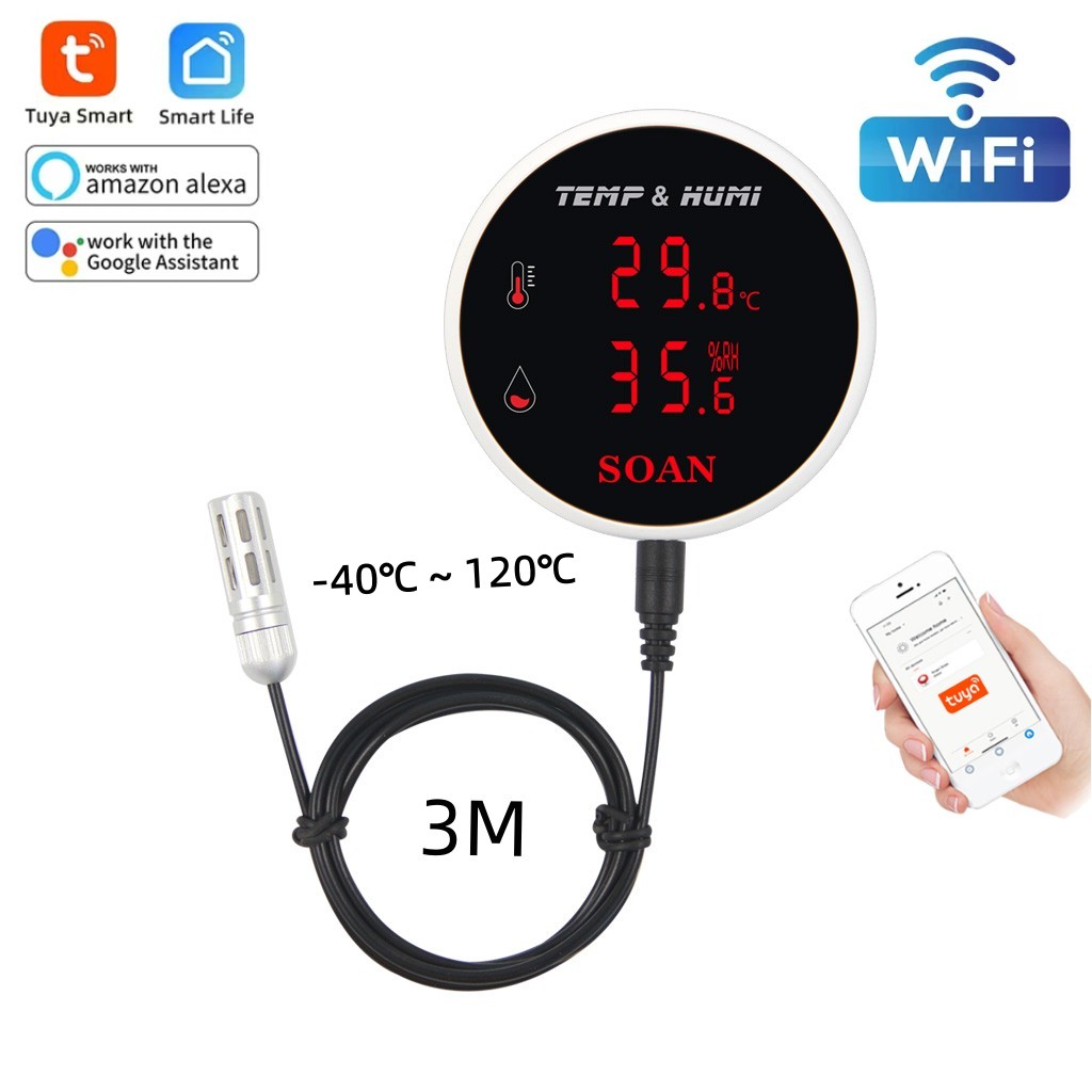 Tuya 와이파이 온도 습도 센서 외부 프로브, LCD - Digital Hygrometer Probe 리뷰 및 가격